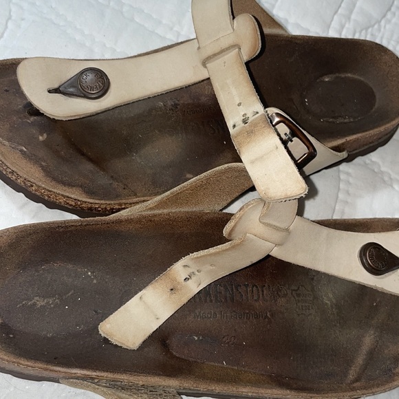 Birkenstock Gizeh Leather Sandals EU size 38 Tan Neutral Cork Well Worn Gorpcore - Picture 5 of 9